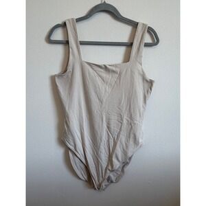 Old Navy Womens Square Neck Sleeveless Bodysuit Beige Tan Neutral Size L